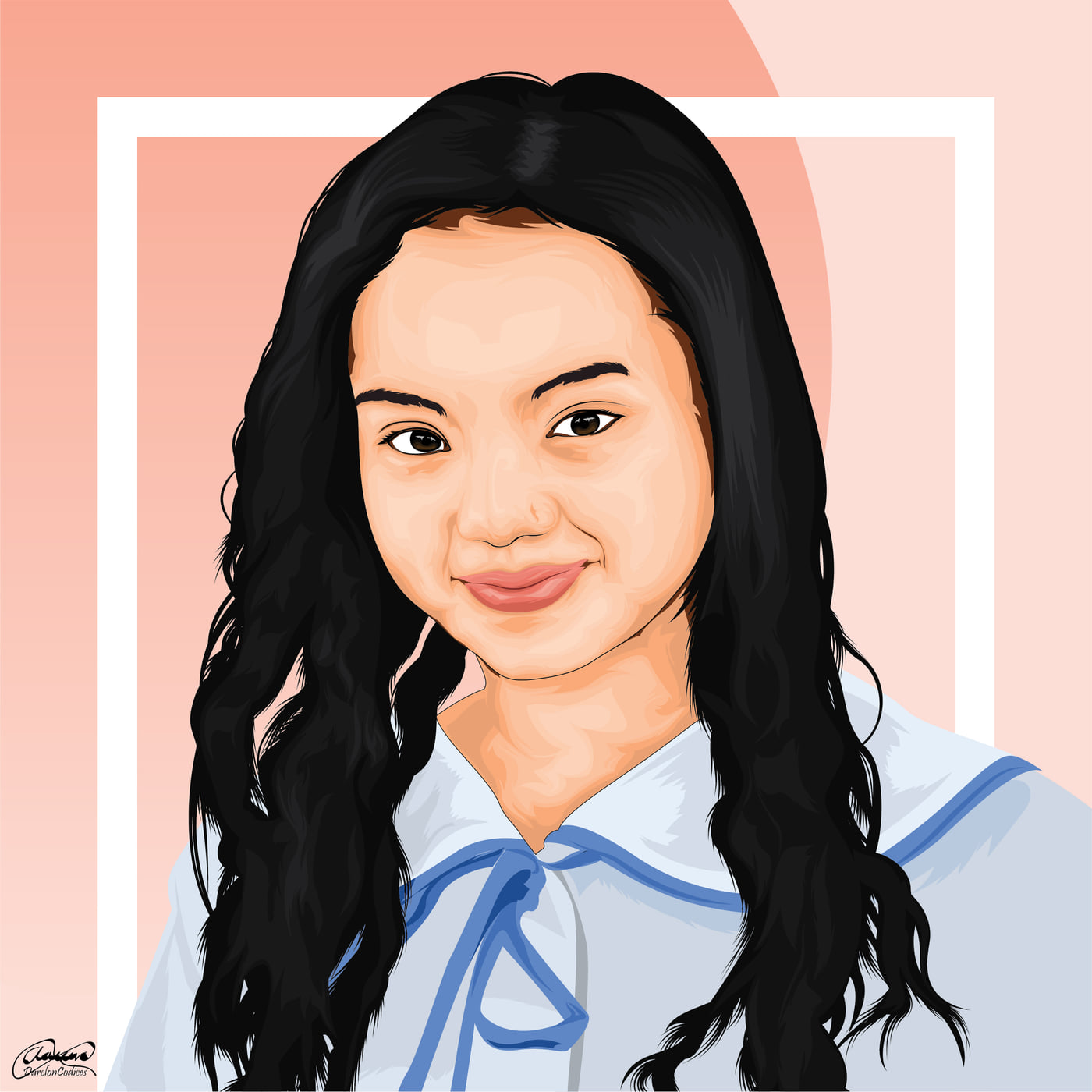 Hand-drawn vector portrait of Anjelita