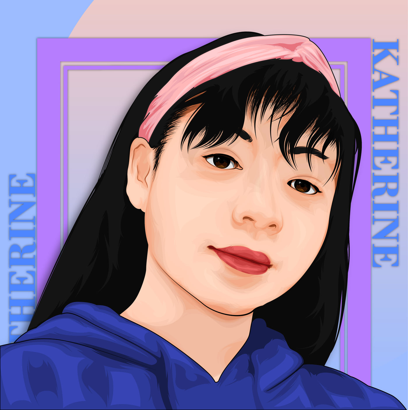 Hand-drawn vector portrait of Katherine