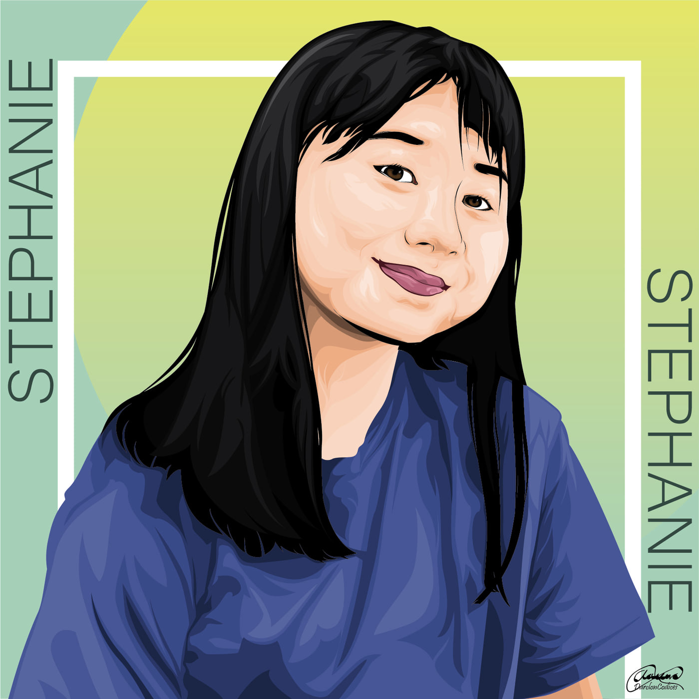 Hand-drawn vector portrait of Stephanie