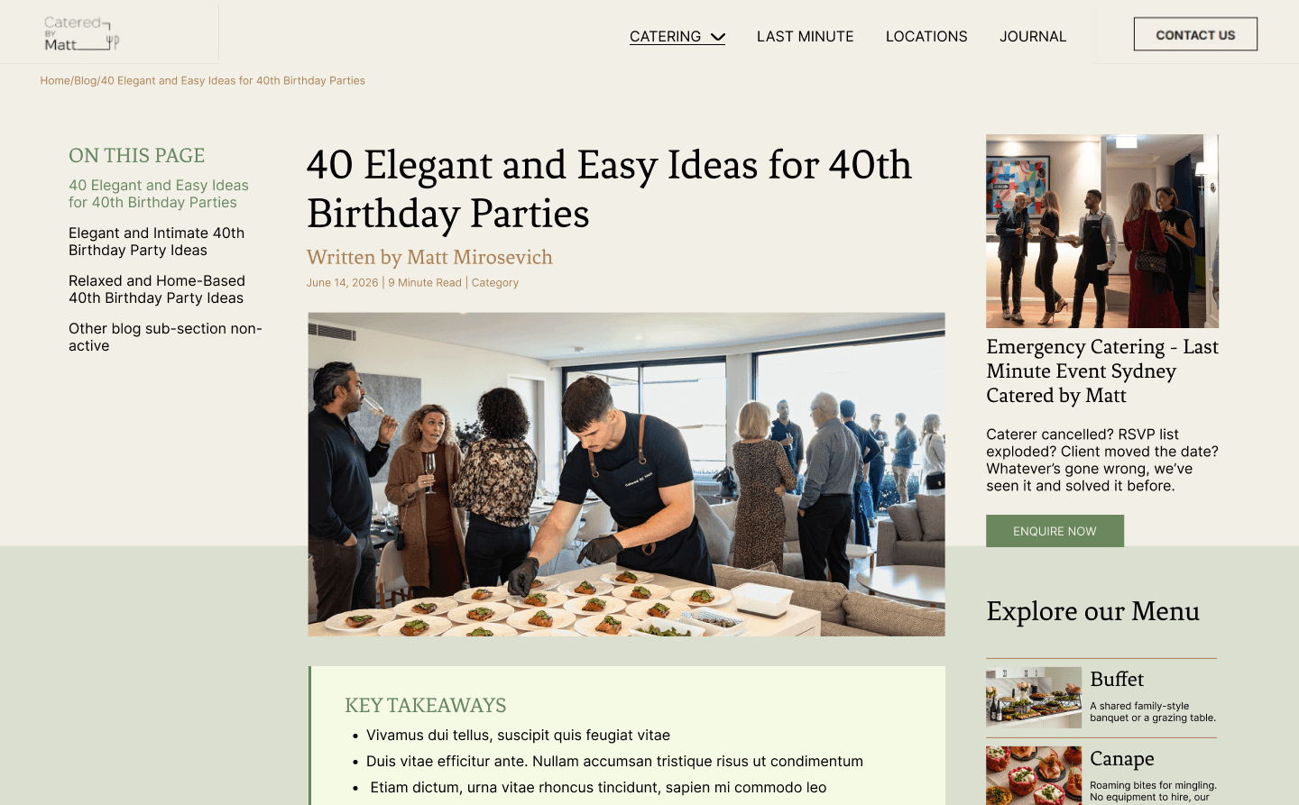 The redesigned article template against the live blog post