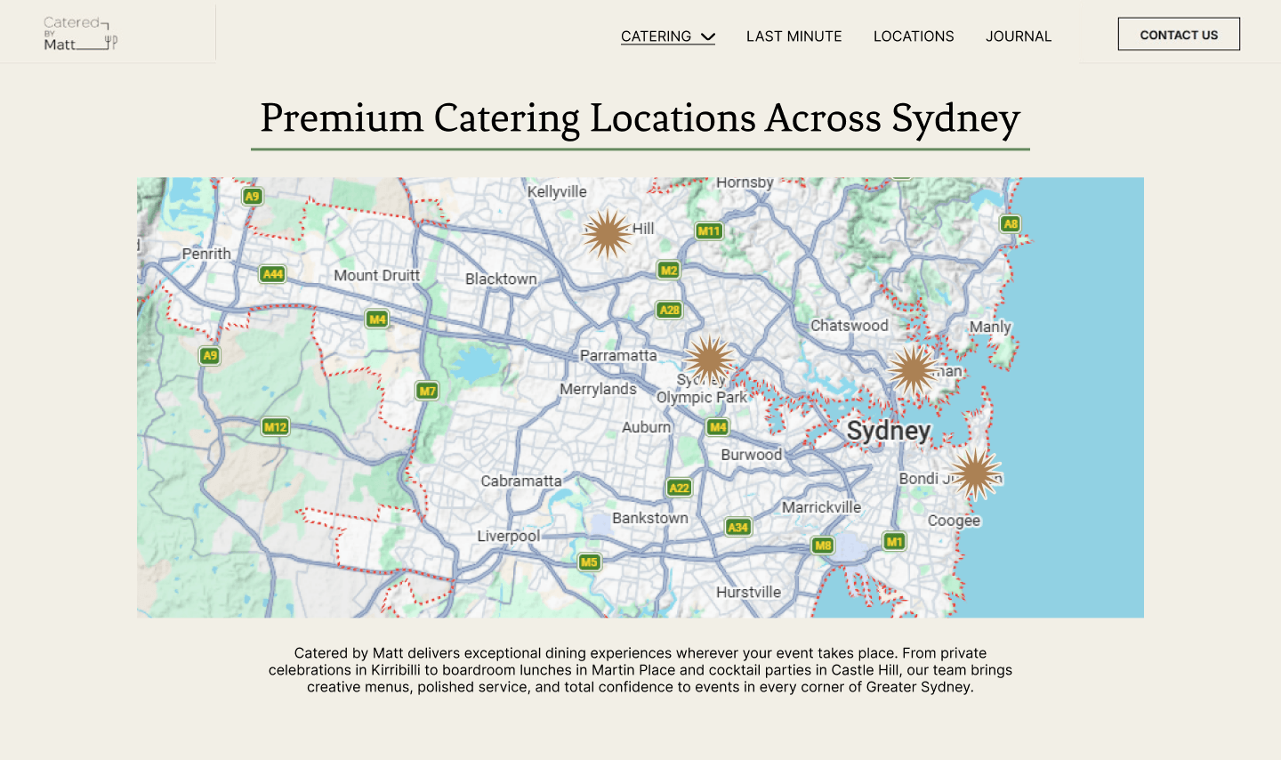 The locations hub draft with the filterable map and category filters