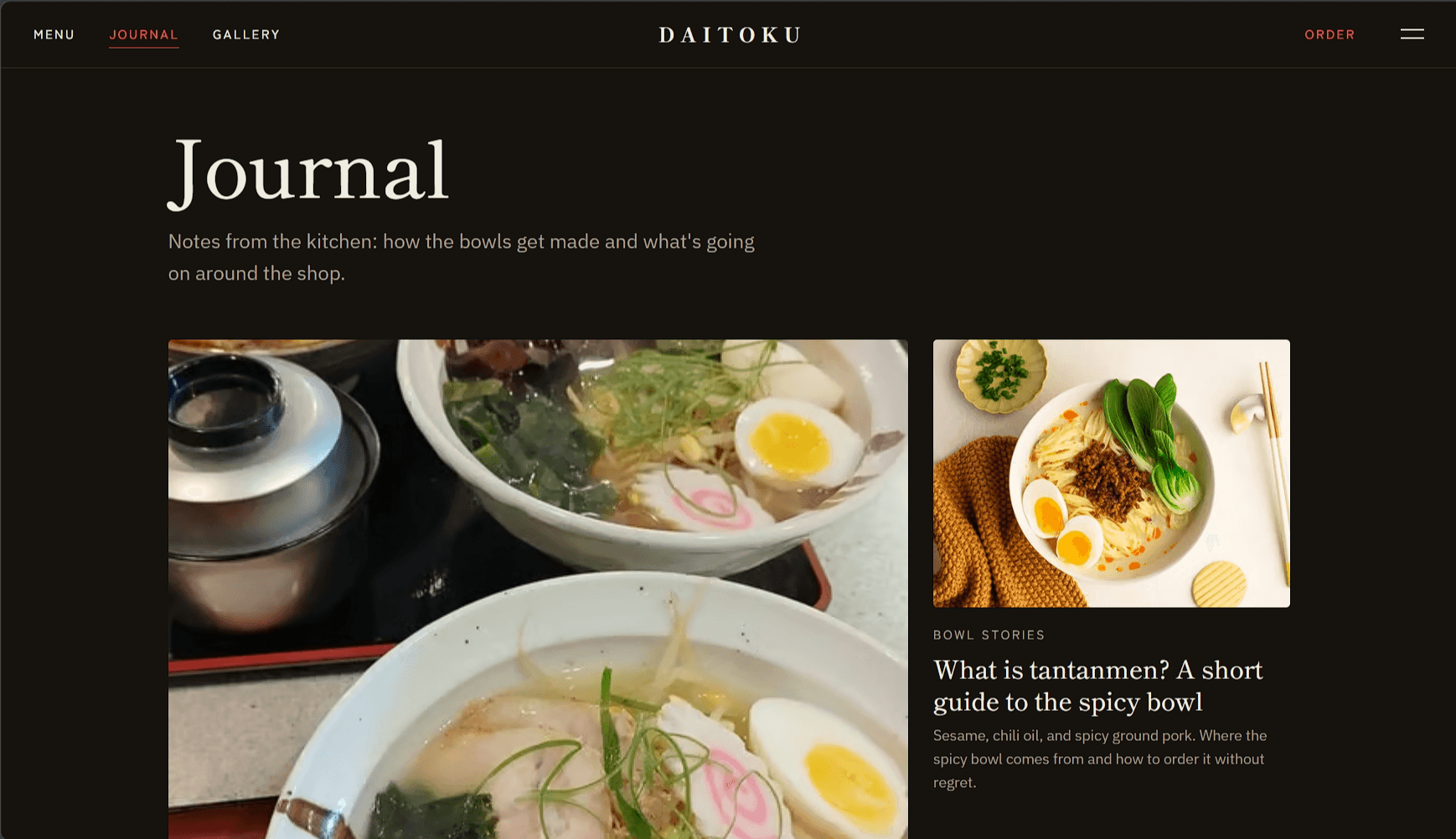 Daitoku Ramen journal hub at launch