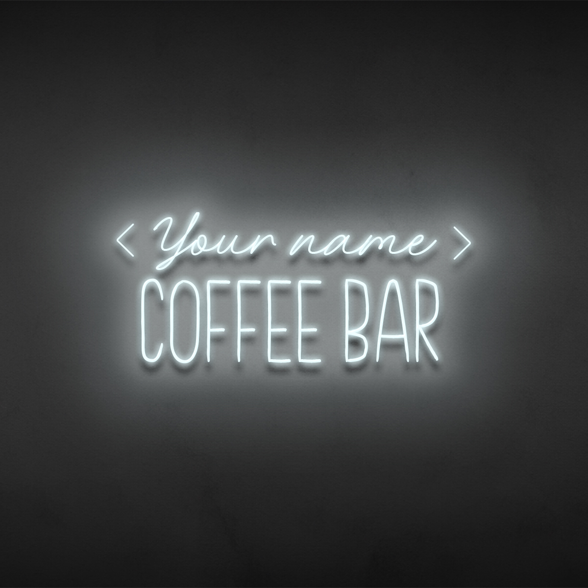 Customizable Coffee Bar sign in white script and block neon