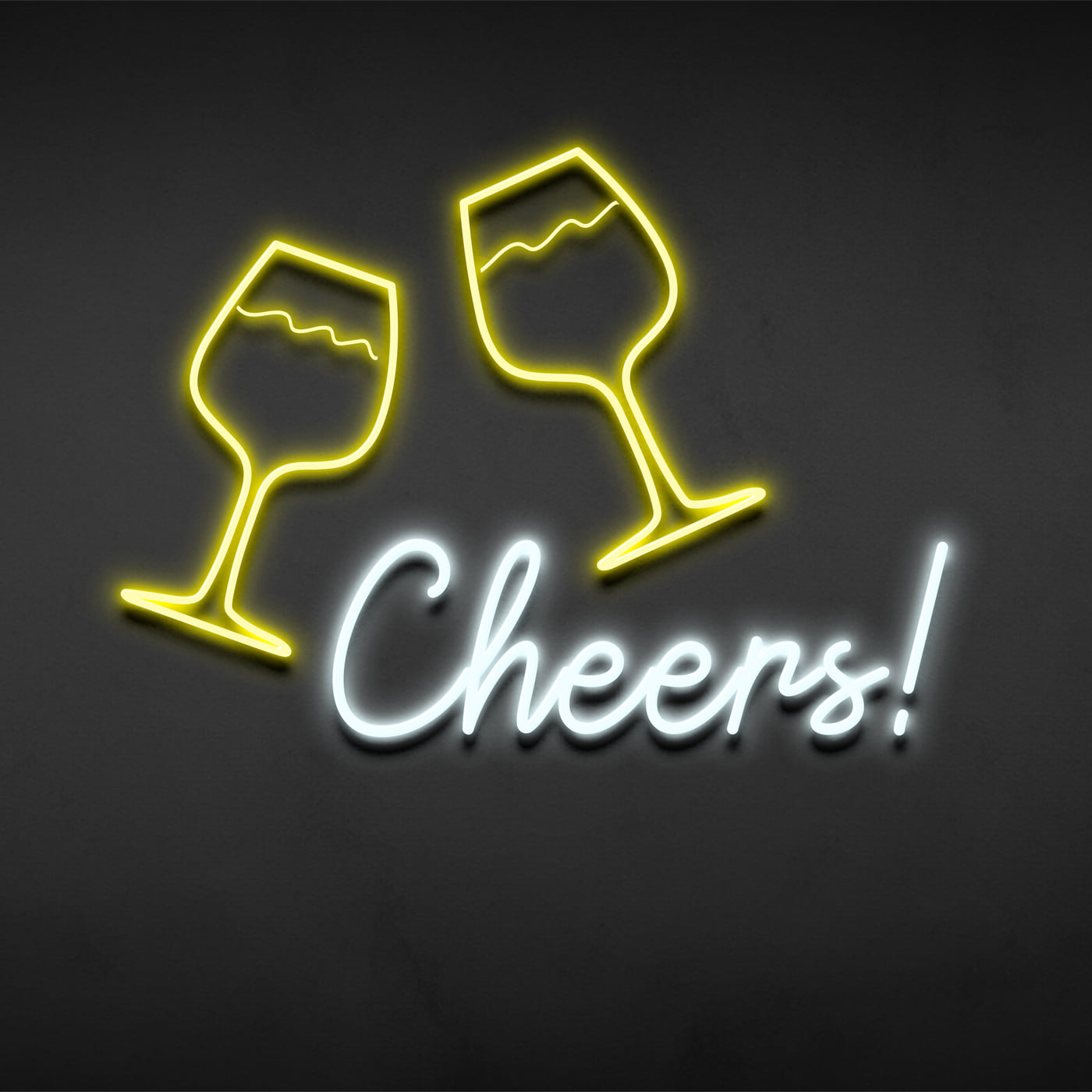 Cheers sign rendered in neon on a dark wall