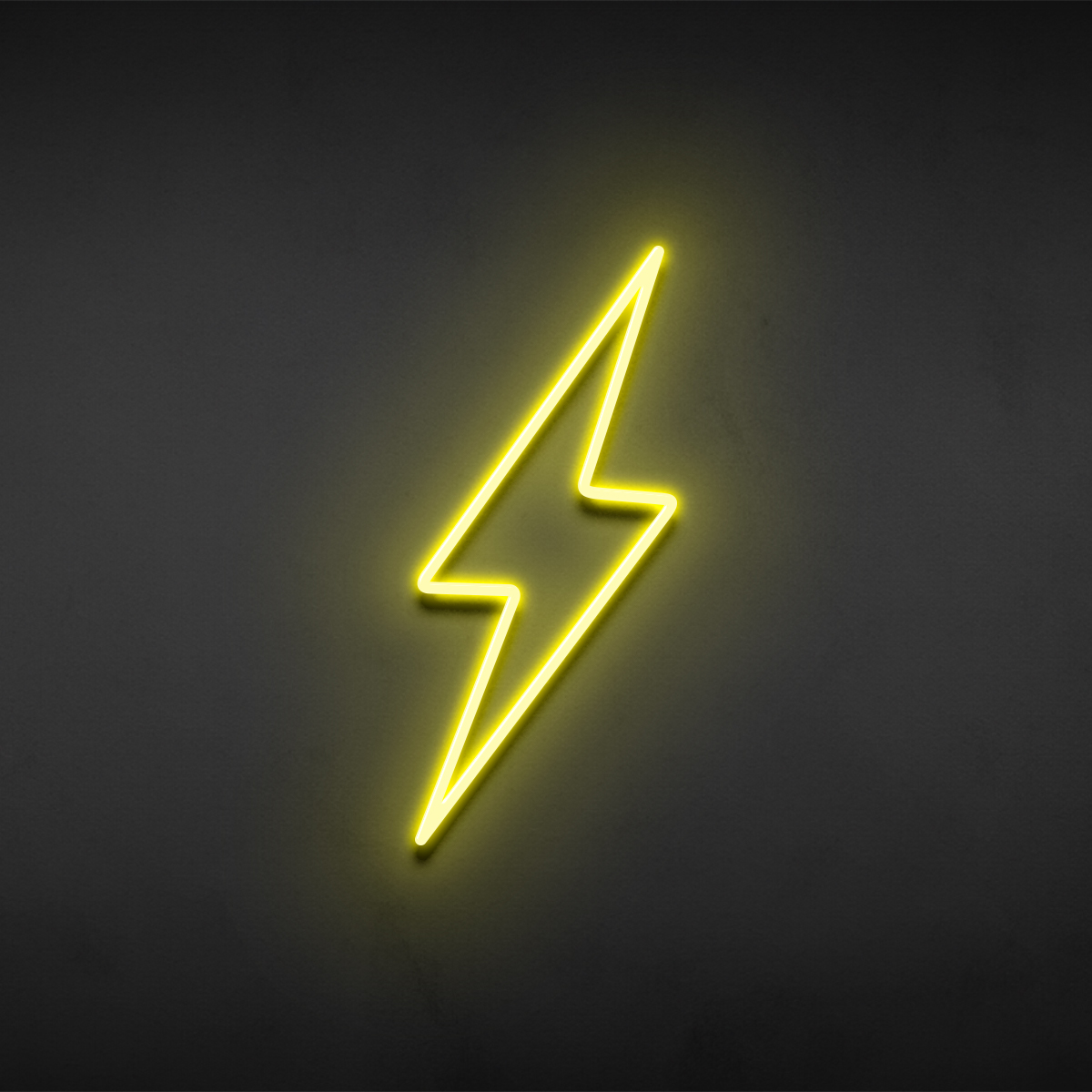 Thunder mark rendered in neon on a dark wall