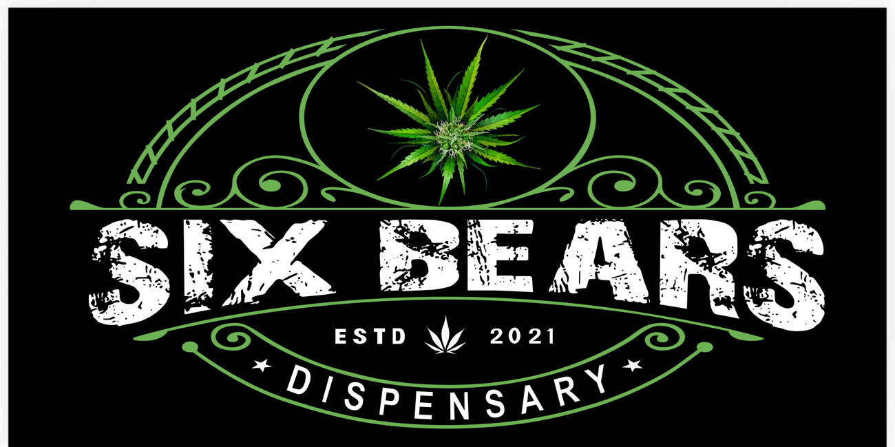 Green, black, and white print-ready vector for Six Bears Dispensary