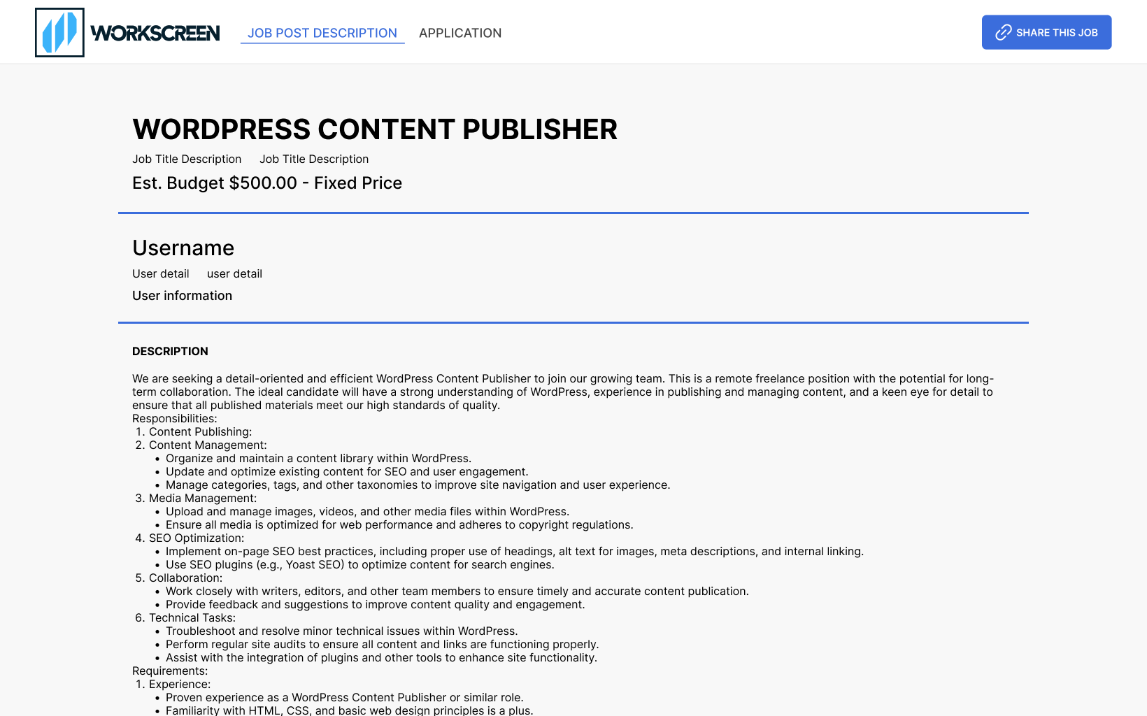 Applicant flow: job post view