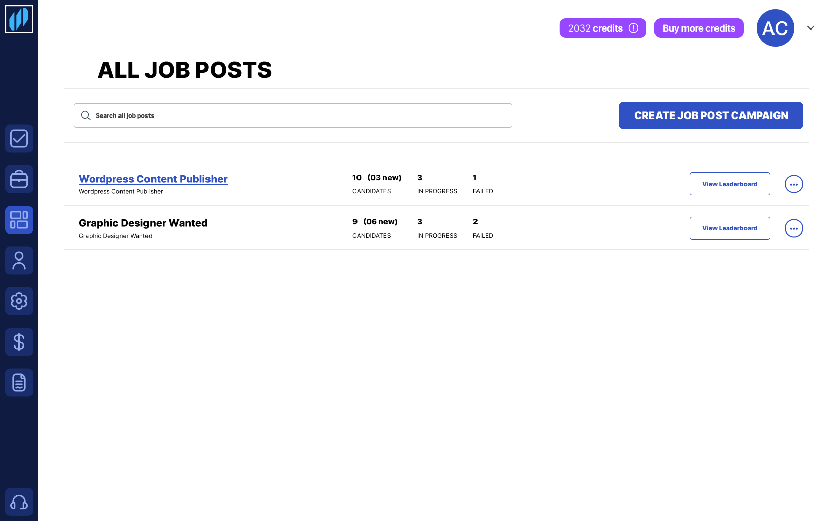 Client dashboard